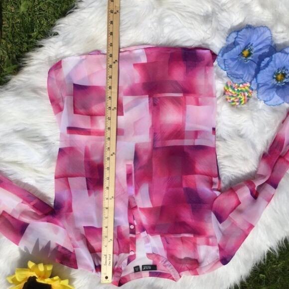 A.N.A Sheer Blouse Long Sleeve Size XS Pink Shirt - Picture 3 of 10